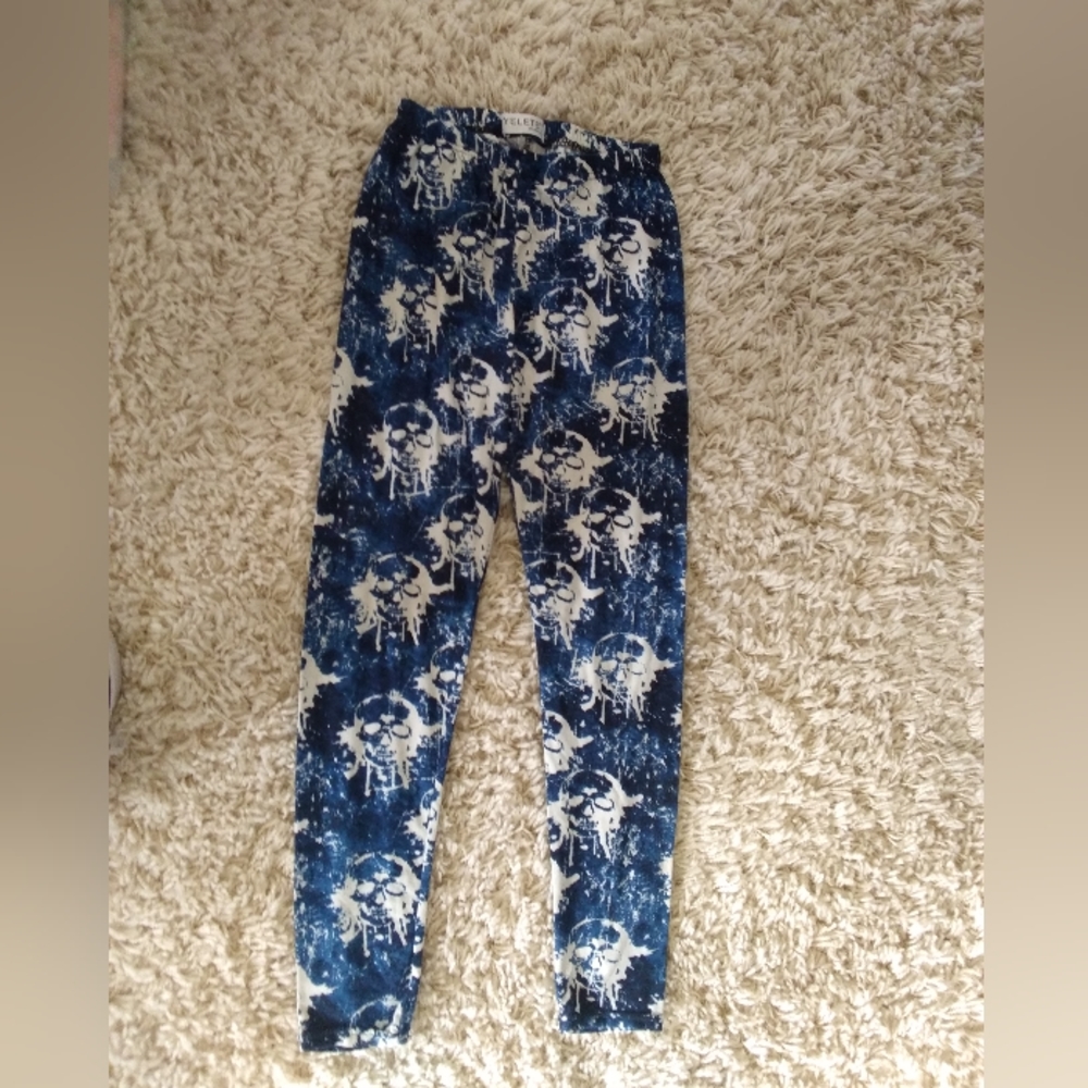 Yelete Leg Wear One Size Blue Leggings
